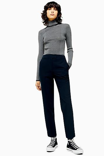 Topshop Navy Cigarette Trousers