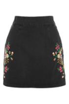 Topshop Moto Embroidered Clean A-line Skirt