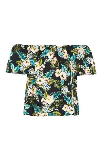 Topshop Tall Hawaiian Bardot Top