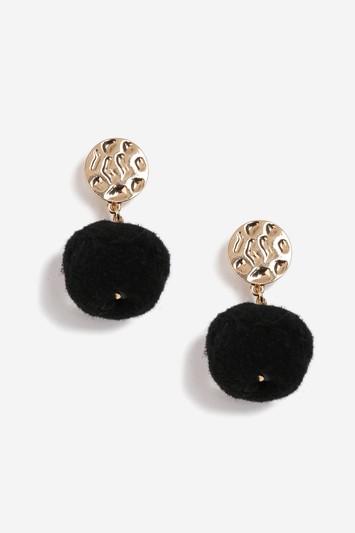 Topshop Beaten Disc And Pom Pom Drop Earrings