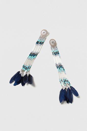 Topshop Mega Coin Beaded Tassel Earrings