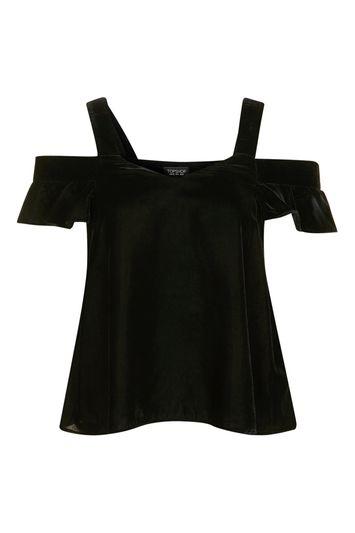 Topshop Velvet Off The Shoulder Top