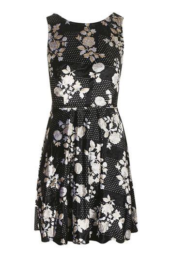 Topshop Floral Low Back Skater Dress