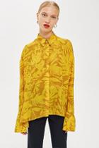 Topshop *chiffon Palm Print Shirt By Boutique