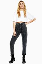 Topshop Washed Black Worker Mom Jeans