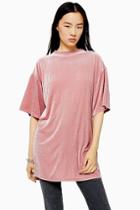 Topshop Nude Velvet Oversized T-shirt