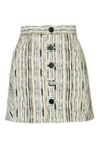 Topshop Scratch Stripe Button A-line Skirt