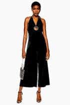 Topshop Velvet Trim Jumpsuit