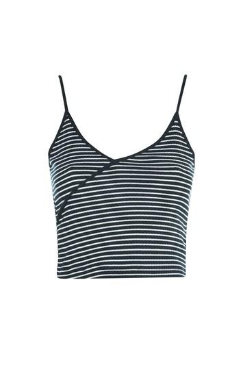 Topshop Petite Stripe Wrap Crop Top