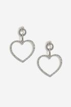 Topshop Crystal Heart Link Drop Earrings