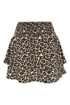 Topshop Shirred Tiered Leopard Mini Skirt