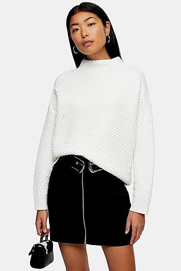 Topshop Knitted Racking Stitch Sweatshirt