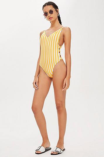 Topshop Side Stripe Twist Swimsuit