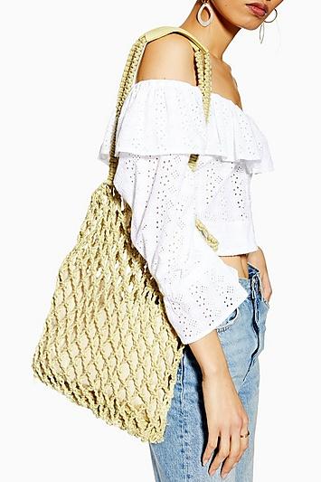 Topshop Saona Pale Green String Tote Bag