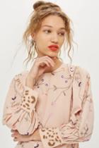 Topshop Petite Embroidered Floral Shift Dress