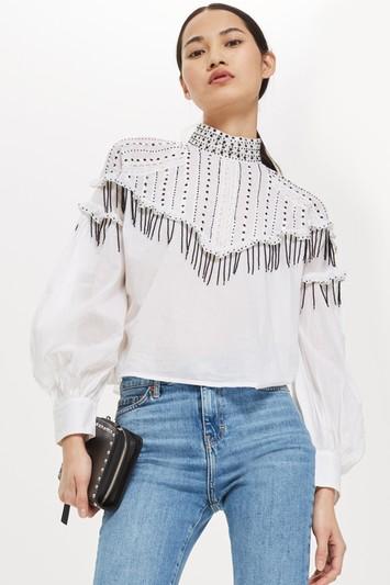 Topshop Sequin Smock Blouse