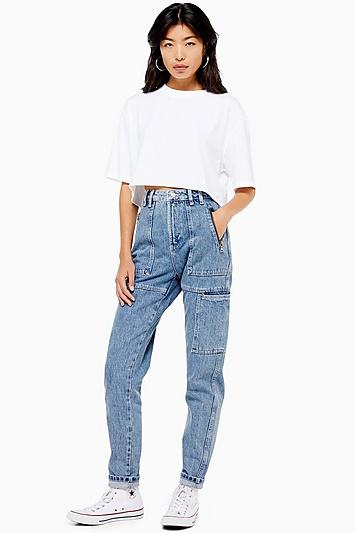 Topshop Mid Blue Worker Mom Jeans