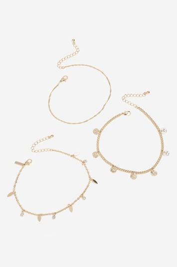 Topshop Rhinestone 3 Pack Drop Anklets