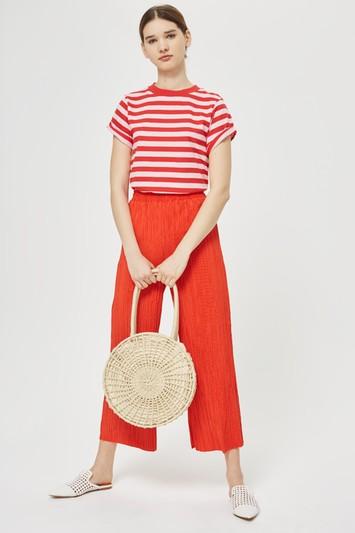 Topshop Striped Roll Sleeve T-shirt