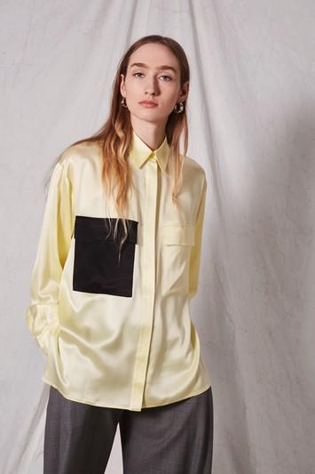 Topshop Contrast Pocket Silk Shirt