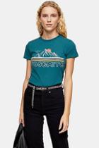 Topshop Green Yosemite Landscape Print T-shirt