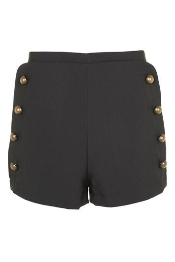 Topshop *stevie Black Double Breasted Shorts By Wyldr