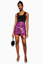 Topshop Ruched Leather Mini Skirt