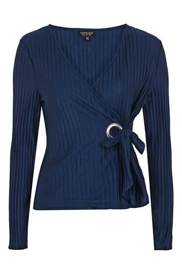 Topshop Pleated D-ring Wrap Top