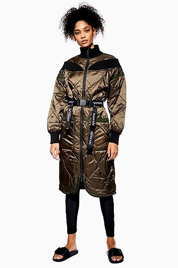 Topshop Quilted Bardot Coat By Ivy Park