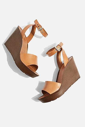 Topshop Tan Two Part Wedges