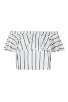 Topshop Petite Stripe Linen Bardot Top