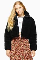 Topshop Cropped Borg Puffer Jacket