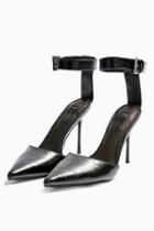 Topshop Glide Black Ankle Strap Shoes