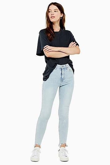 Topshop Super Bleach Jagged Hem Jamie Jeans