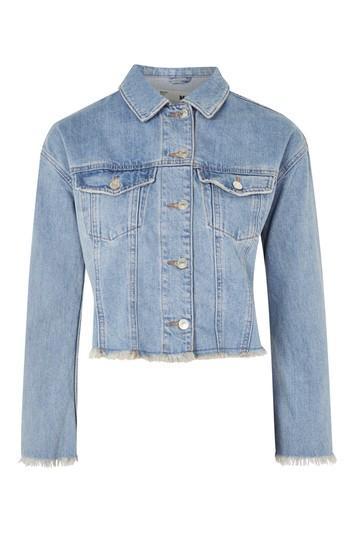 Topshop Moto Raw Hem Denim Jacket