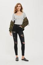 Topshop Washed Black Super Ripped Jamie Jeans