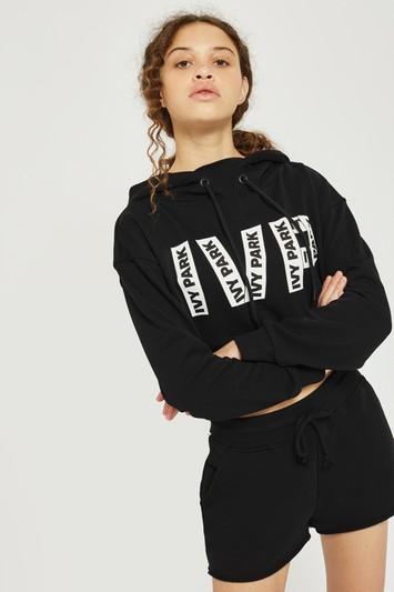 Topshop Logo Printed Cropped Hoodie By Ivy Park