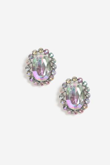 Topshop Oval Crystal Stud Earrings