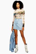 Topshop Tall Asymmetric Denim Mini Skirt