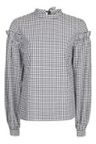 Topshop Tall Gingham Mutton Sleeve Blouse