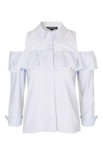 Topshop Stripe Cold Shoulder Shirt