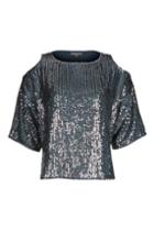 Topshop Tall Double Layered Sequin Cold Shoulder Top