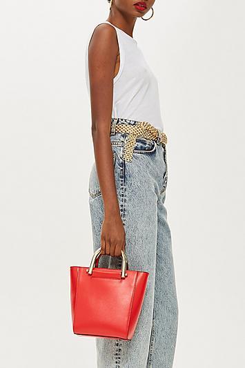 Topshop Lacey Metal Handle Shoulder Bag