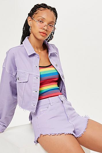 Topshop Lilac Denim Shorts
