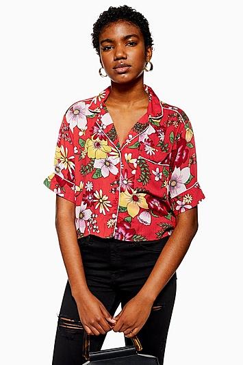 Topshop Floral Pyjama Style Shirt