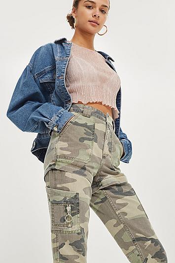 Topshop Convertible Camouflage Trousers