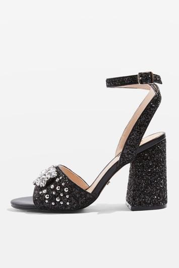Topshop Razzle Glitter Block Heel Sandals