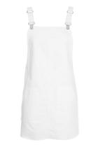 Topshop Moto White Denim Pinafore Dress