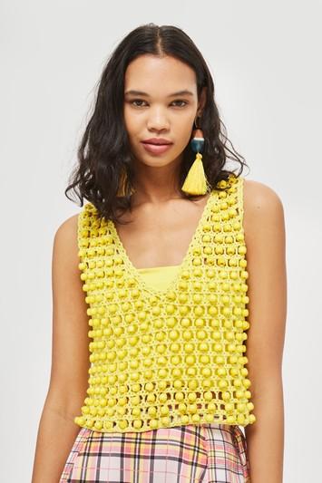 Topshop Beaded Crochet Vest