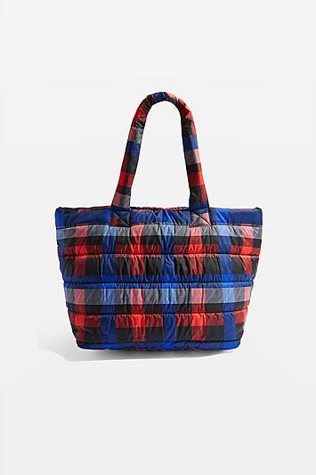 Topshop Tokyo Check Puffer Tote Bag